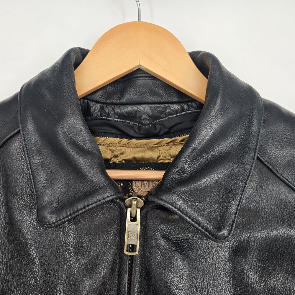Vintage Bruno Magli black leather jacket with wool lining - mens 44 - Picture 7 of 16